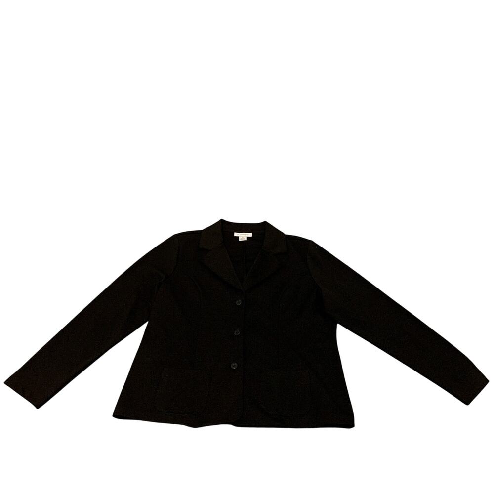Liz Claiborne Black Knit Stretch Three Button Blazer Size XL